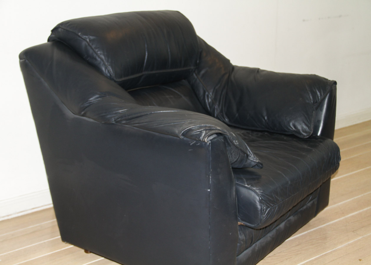 Modern Black Leather Armchair