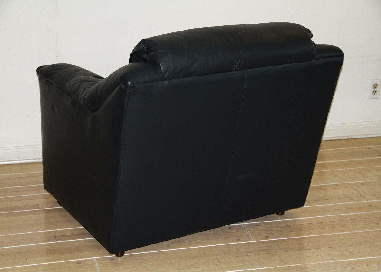 Modern Black Leather Armchair