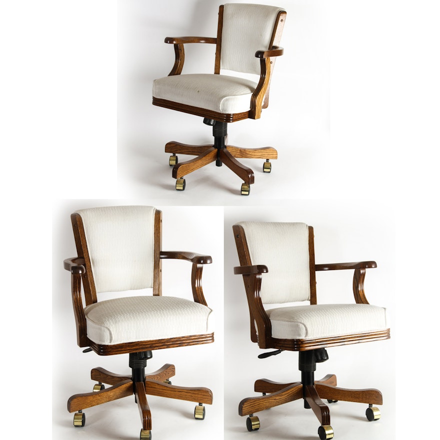 Set of Wooden Swivel Chairs