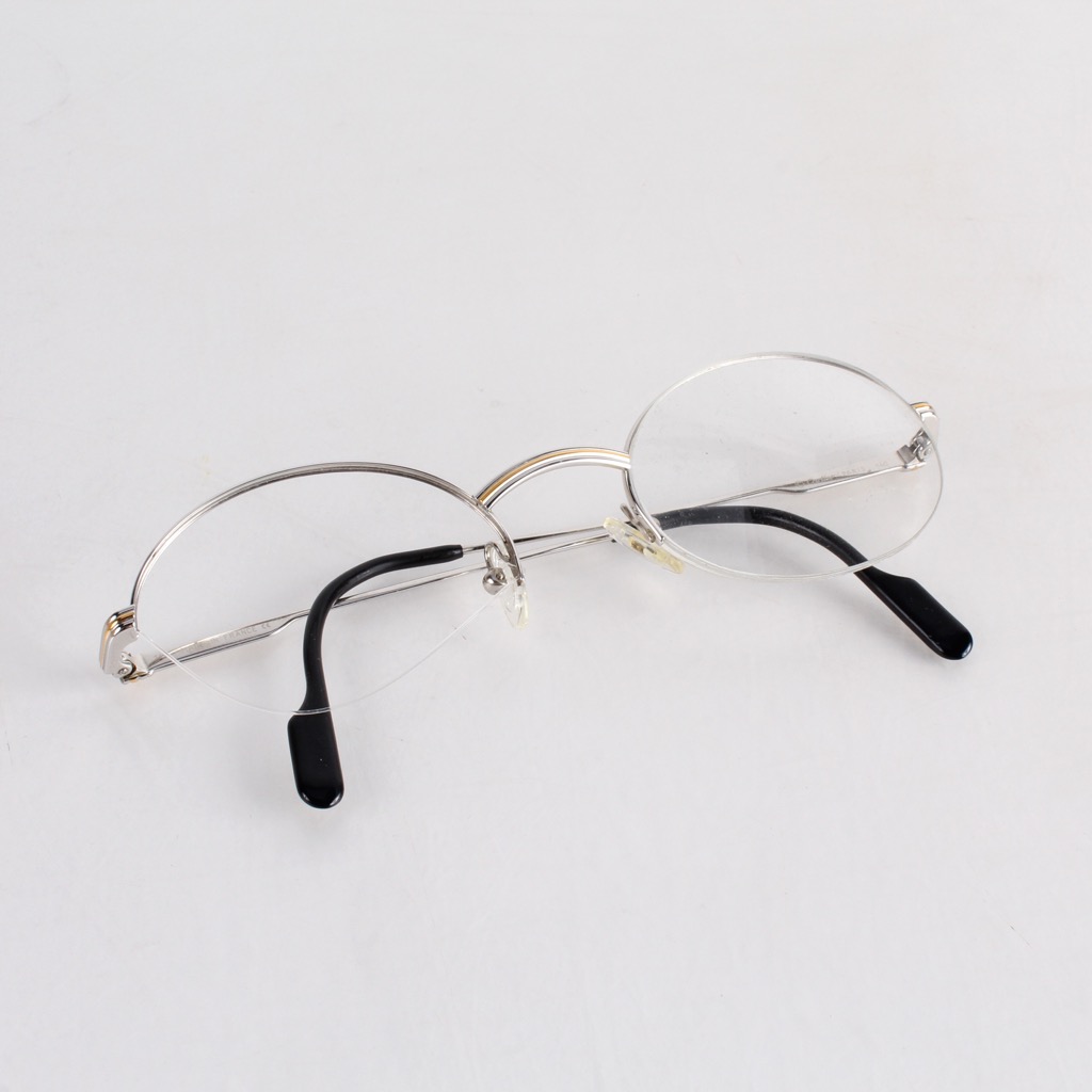 Cartier Vesta Half-Rim Platinum-Plated Eyeglasses