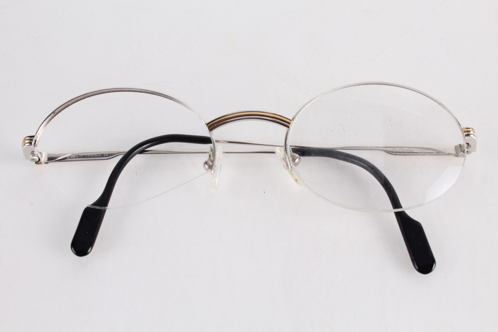 Cartier Vesta Half-Rim Platinum-Plated Eyeglasses