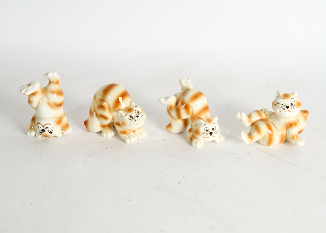 Collection of Vintage Ceramic Cat Figurines