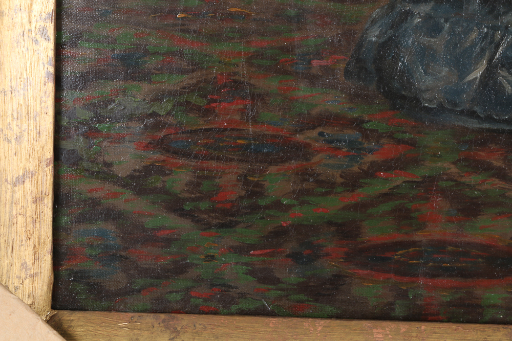 Mid 19th Century Raymond Wilks Attributed Oil on Canvas "Portrait of a Lady in a Interior"