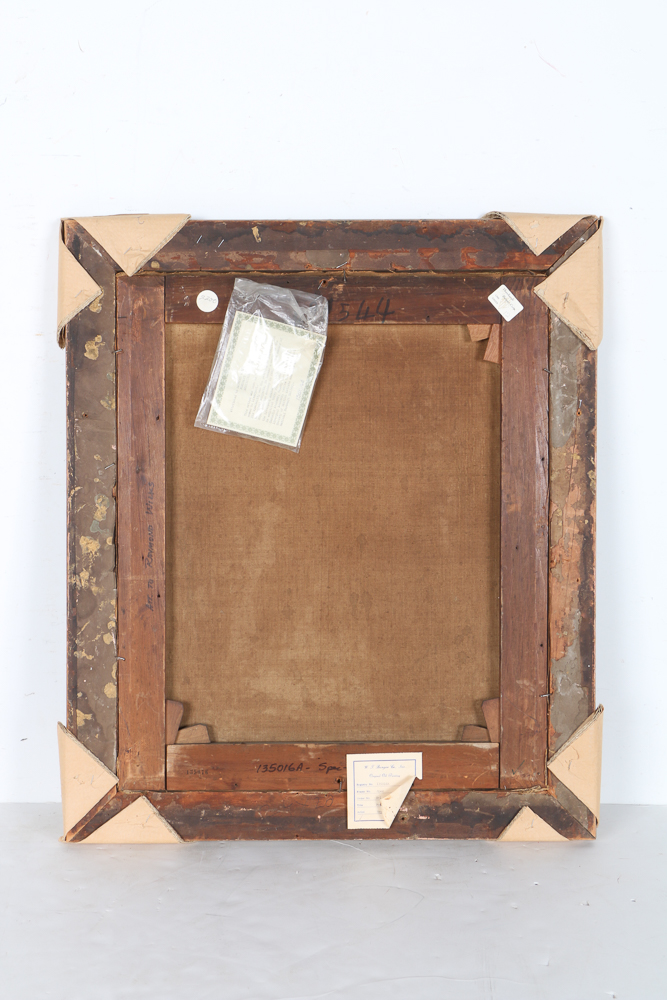 Mid 19th Century Raymond Wilks Attributed Oil on Canvas "Portrait of a Lady in a Interior"