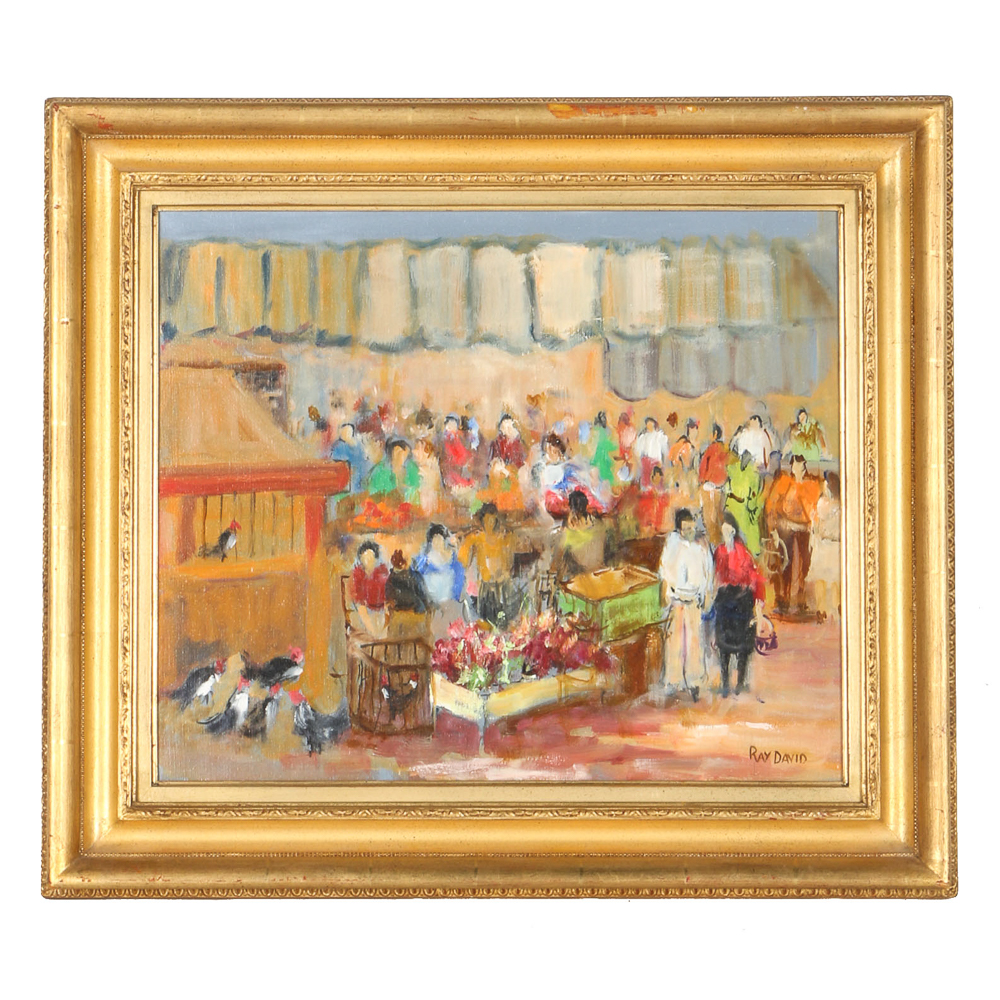 Ray David Oil Painting on Canvas "Market Place"