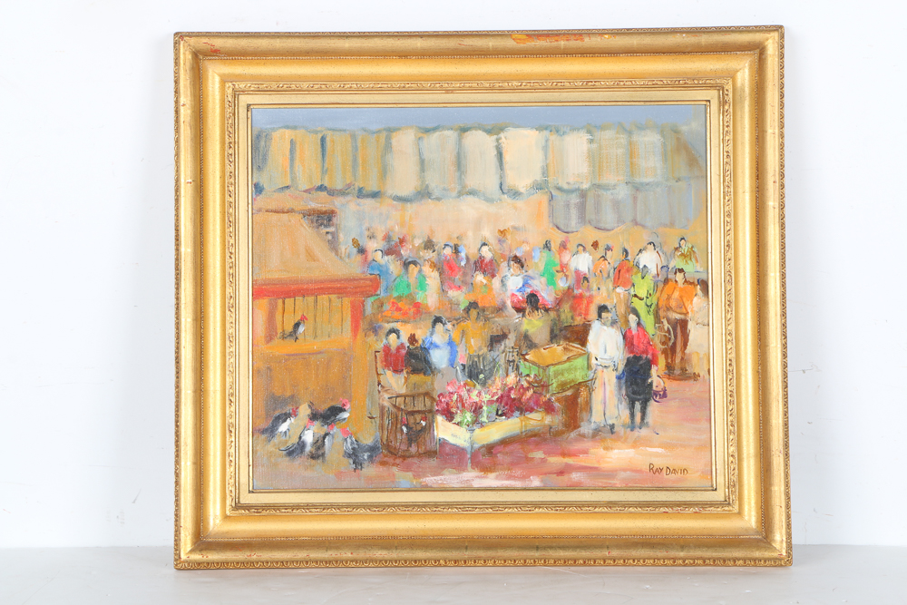 Ray David Oil Painting on Canvas "Market Place"