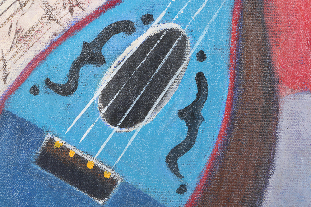 Ana Maria Deza Oil Painting on Canvas "Mandolin Still Life"