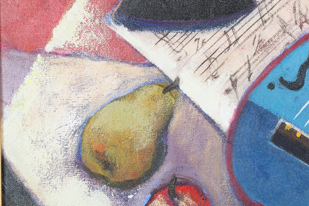 Ana Maria Deza Oil Painting on Canvas "Mandolin Still Life"