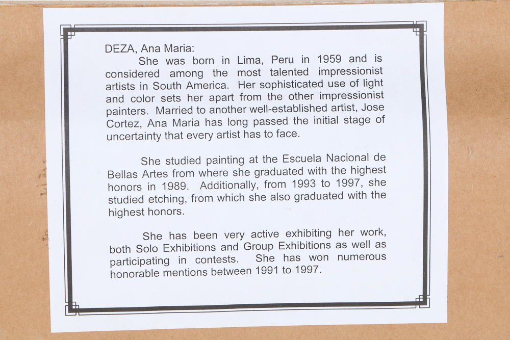 Ana Maria Deza Oil Painting on Canvas "Mandolin Still Life"