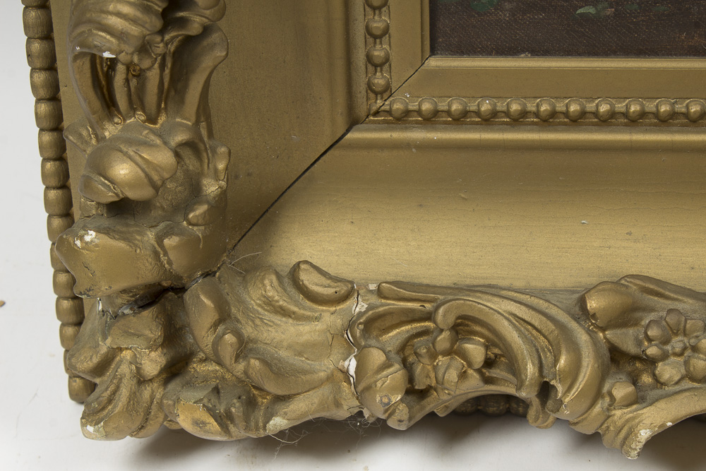 Jules Brenton Oil Painting on Canvas of an Interior Scene