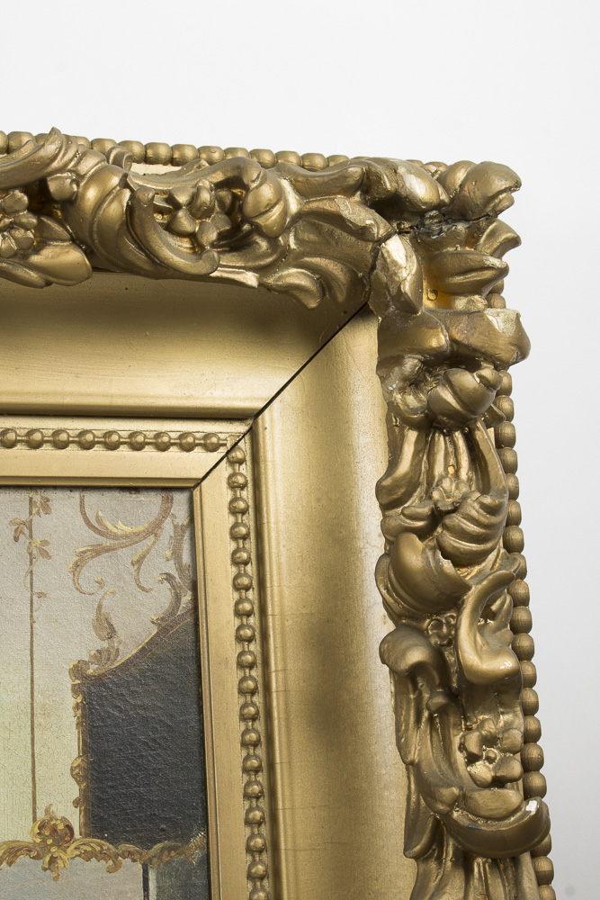 Jules Brenton Oil Painting on Canvas of an Interior Scene