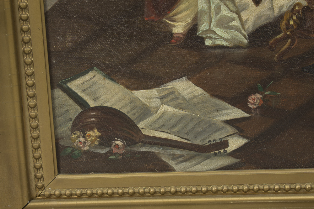 Jules Brenton Oil Painting on Canvas of an Interior Scene