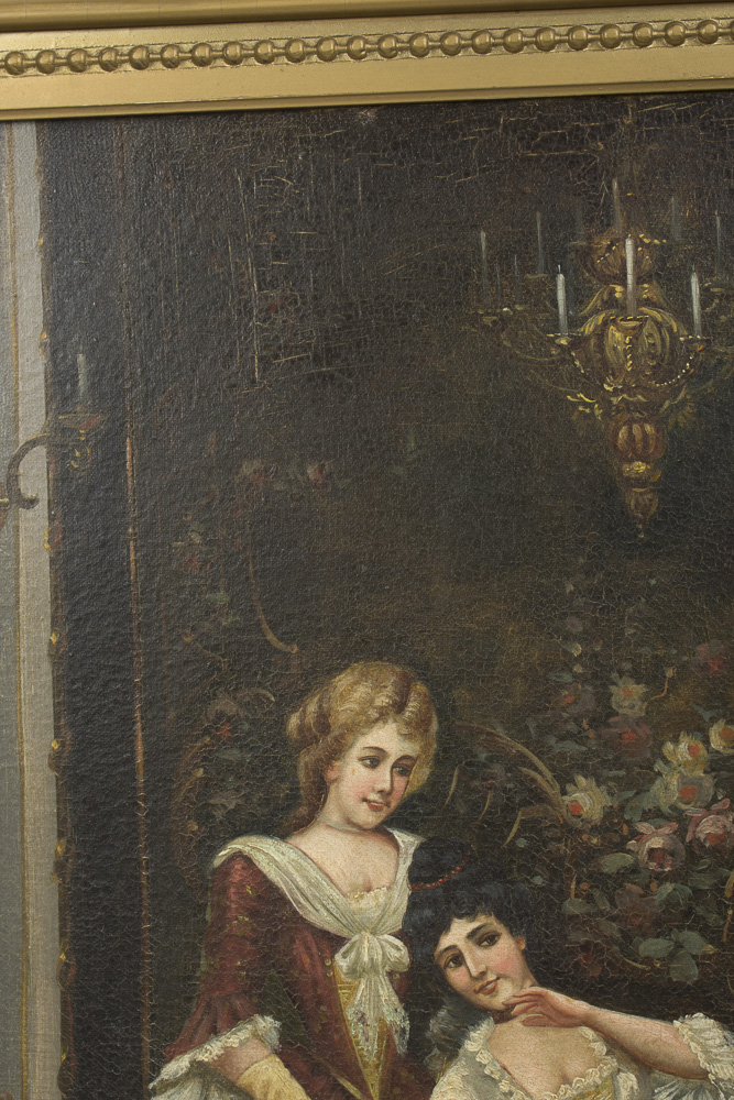 Jules Brenton Oil Painting on Canvas of an Interior Scene