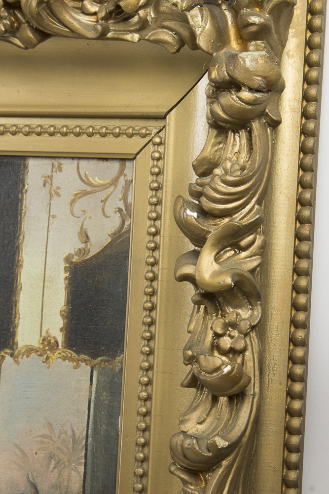 Jules Brenton Oil Painting on Canvas of an Interior Scene