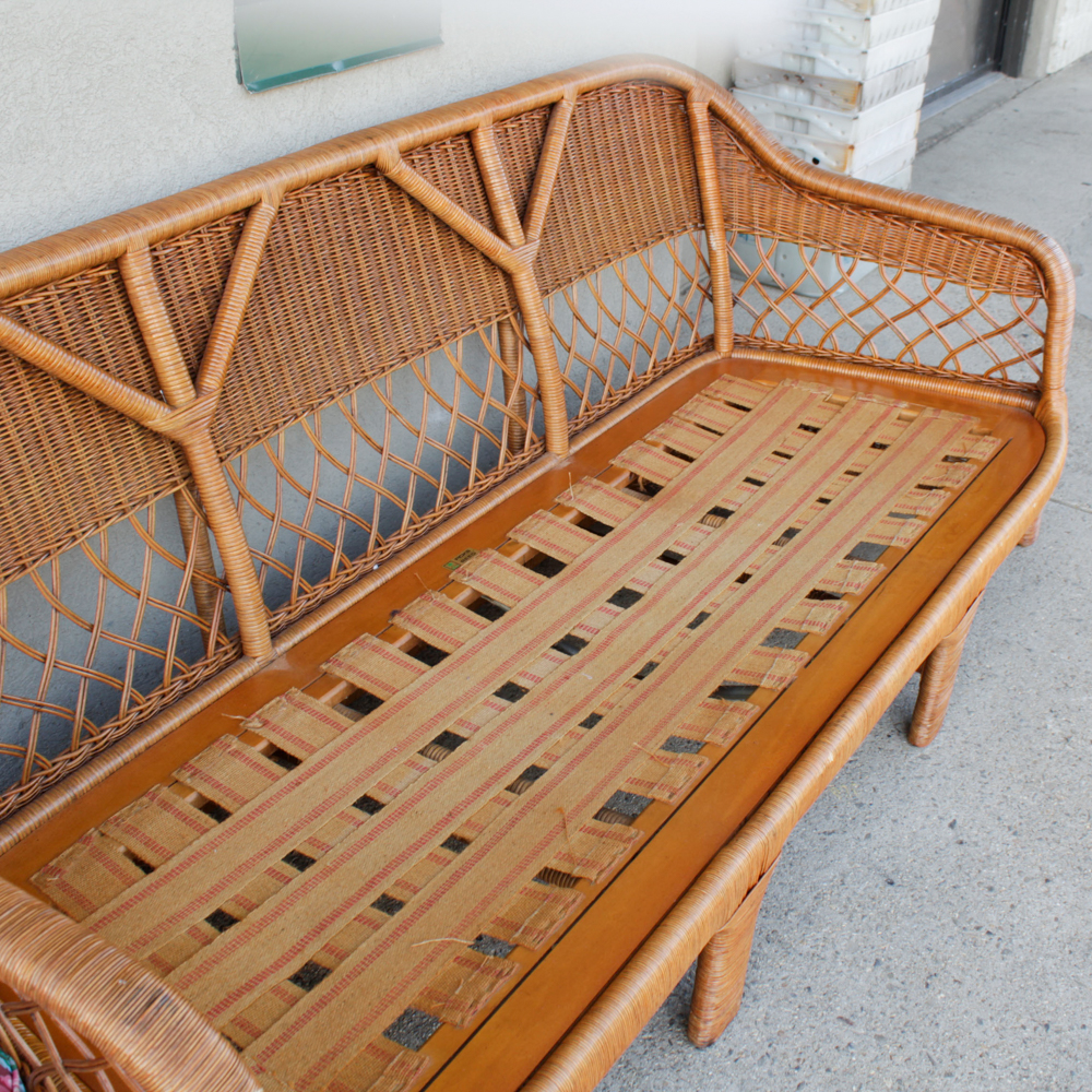 Vintage Wicker Patio Sofa by Ficks Reed