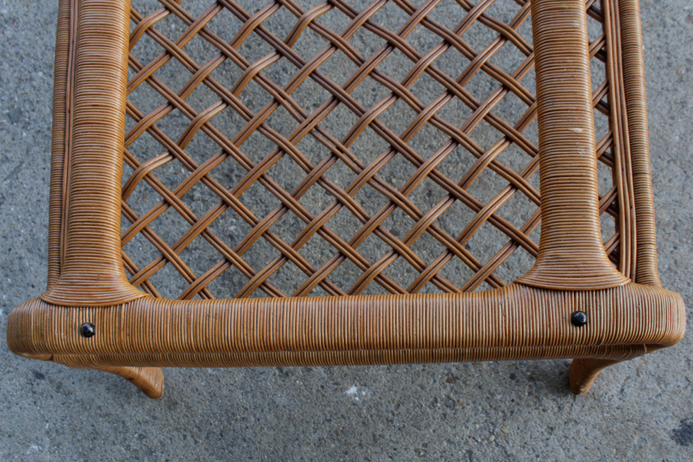 Vintage Wicker and Glass Coffee and Side Table by Ficks Reed