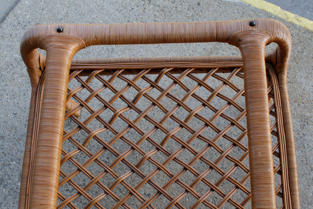 Vintage Wicker and Glass Coffee and Side Table by Ficks Reed