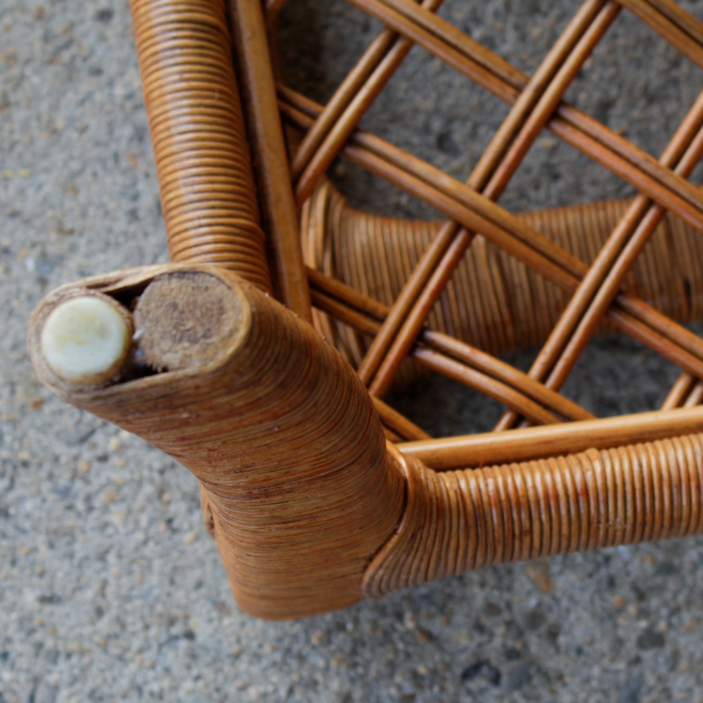 Vintage Wicker and Glass Coffee and Side Table by Ficks Reed