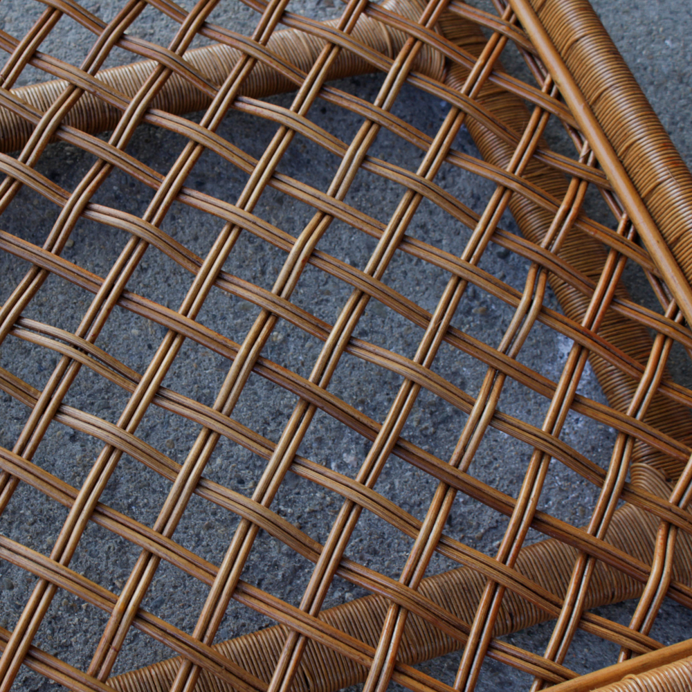 Vintage Wicker and Glass Coffee and Side Table by Ficks Reed