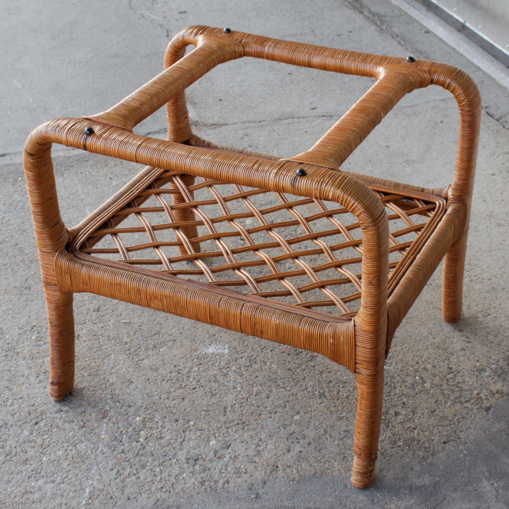 Vintage Wicker and Glass Coffee and Side Table by Ficks Reed