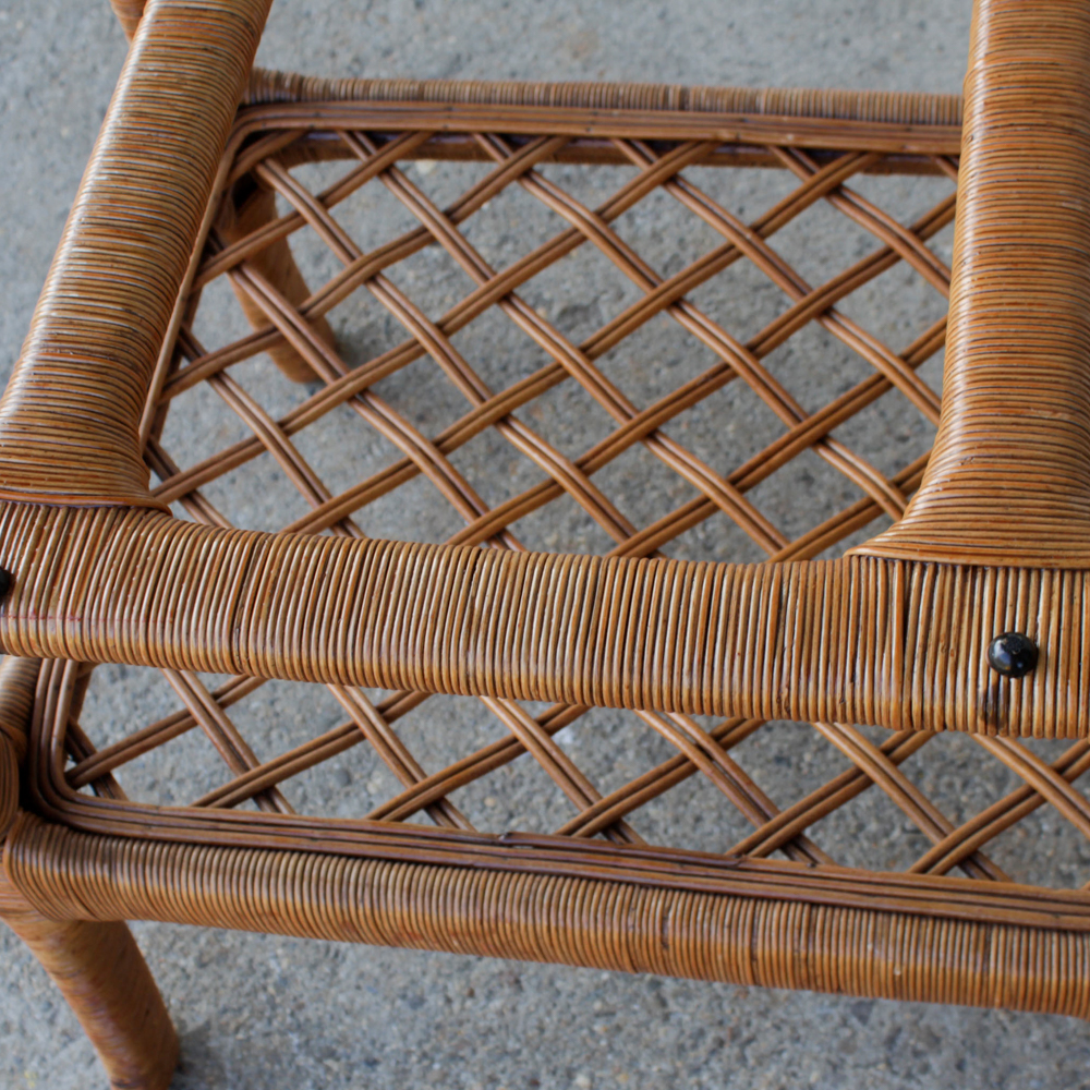 Vintage Wicker and Glass Coffee and Side Table by Ficks Reed