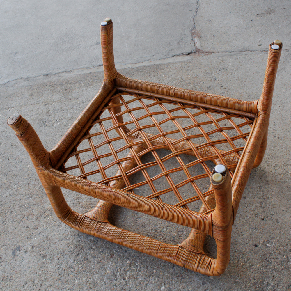 Vintage Wicker and Glass Coffee and Side Table by Ficks Reed