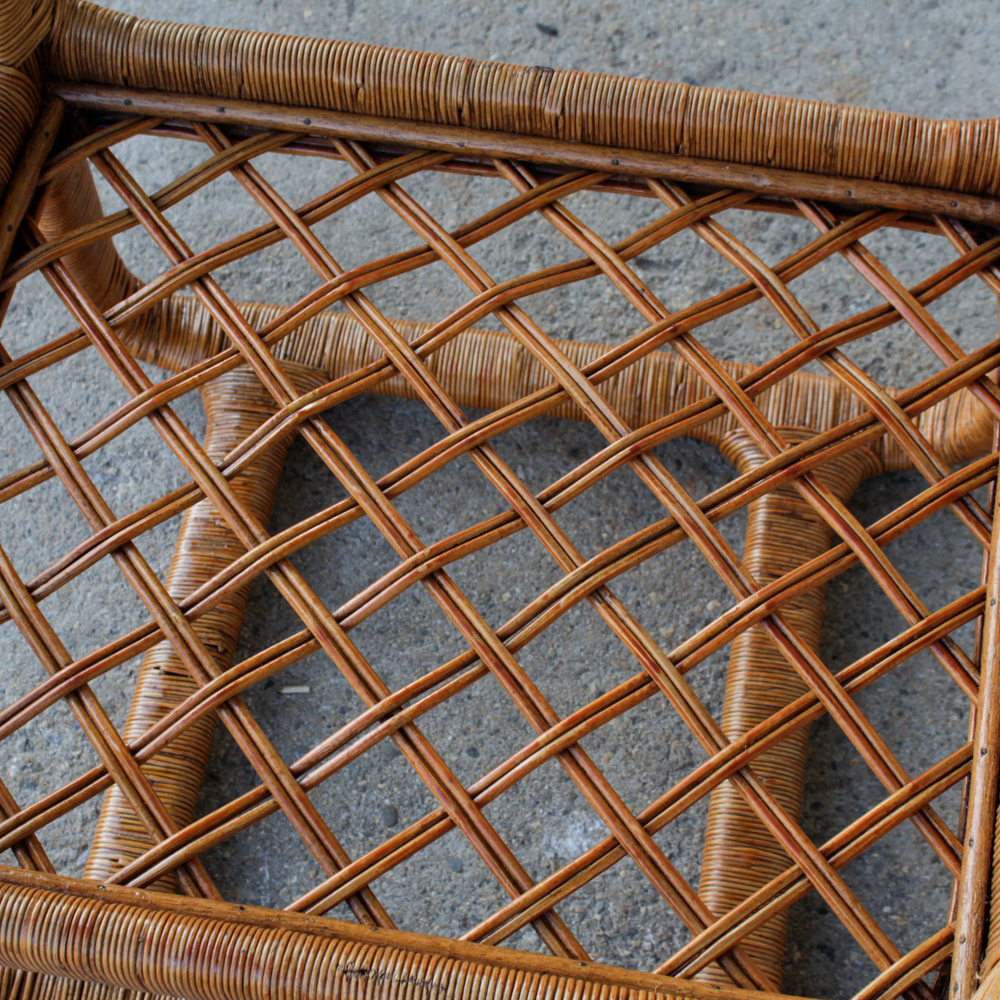 Vintage Wicker and Glass Coffee and Side Table by Ficks Reed