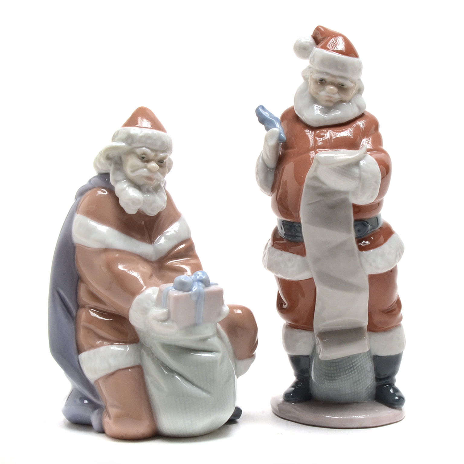 Lladro "A Gift From Santa" and "Santa's List" Figurines