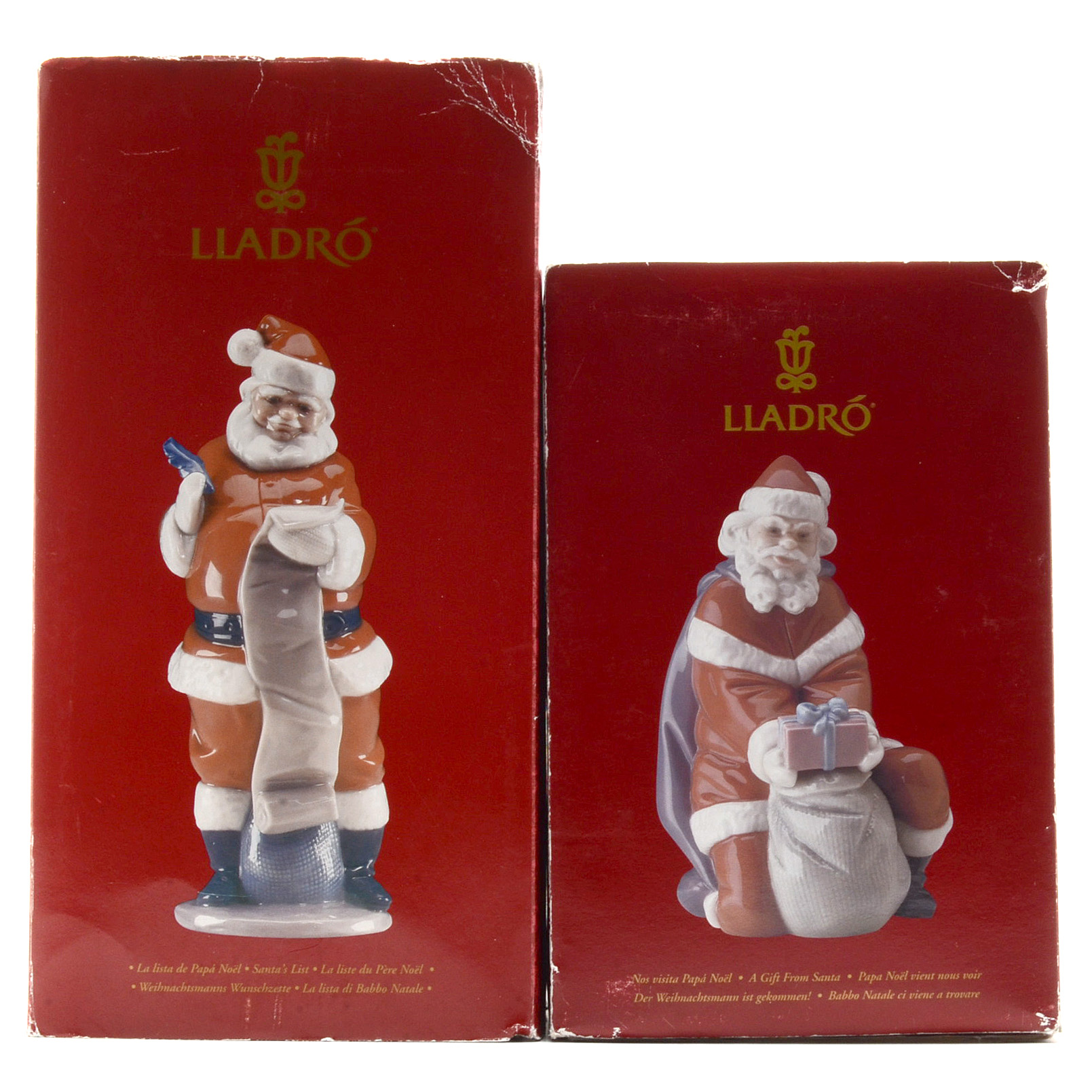 Lladro "A Gift From Santa" and "Santa's List" Figurines