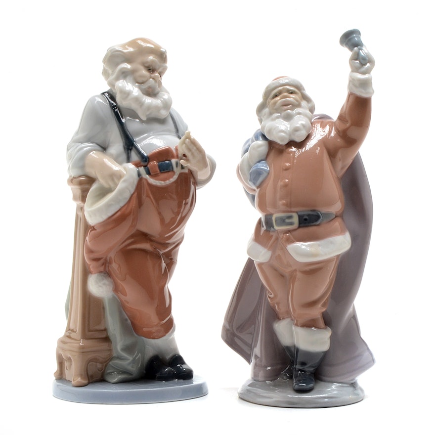 Lladro "Santa's Busiest Hour" and "Jolly Santa" Figurines