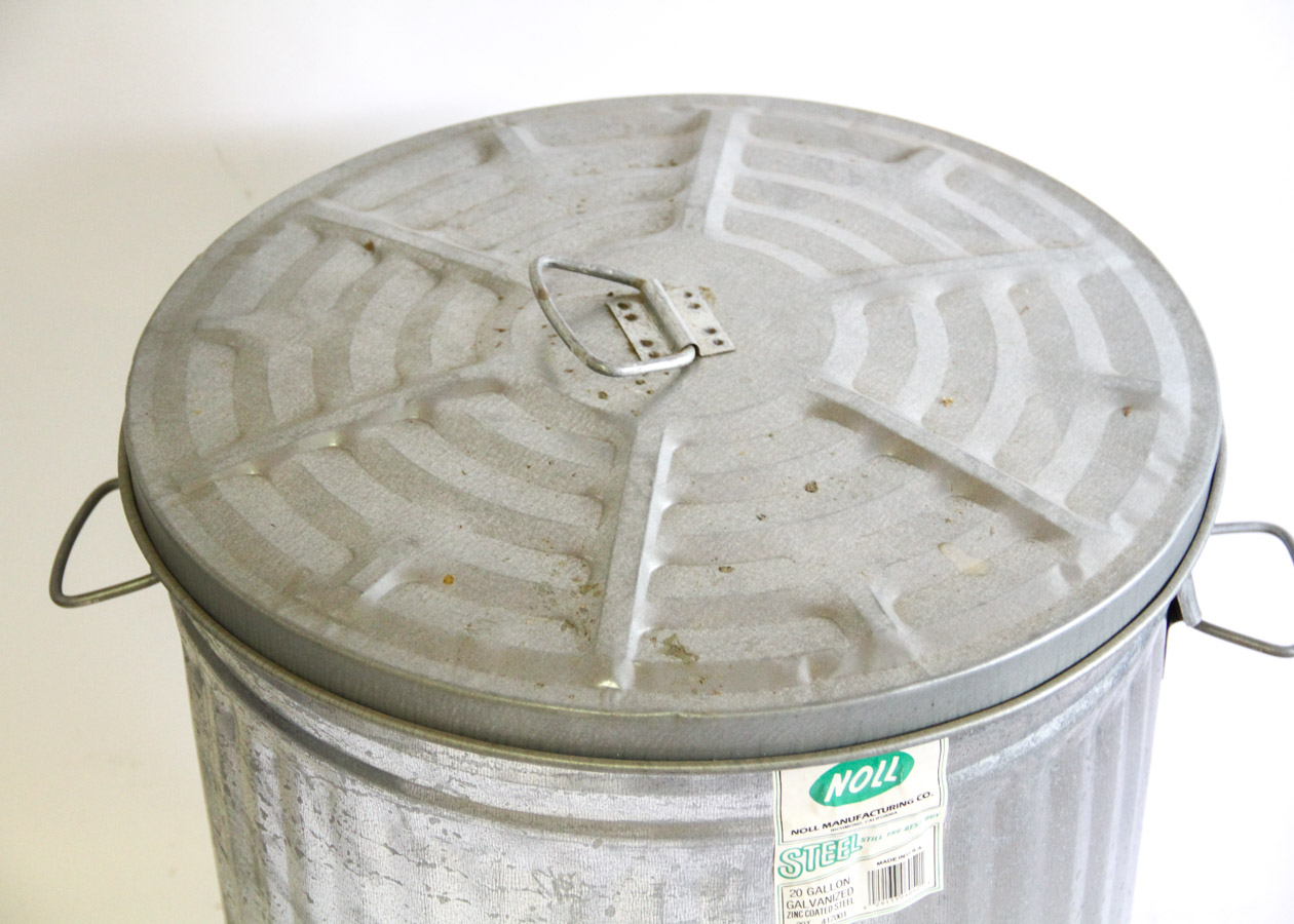 Vintage Zinc Coated Steel Trash Can