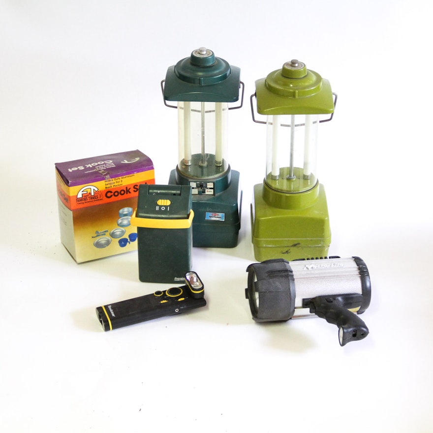 Collection of Camping Lanterns and Cook Set