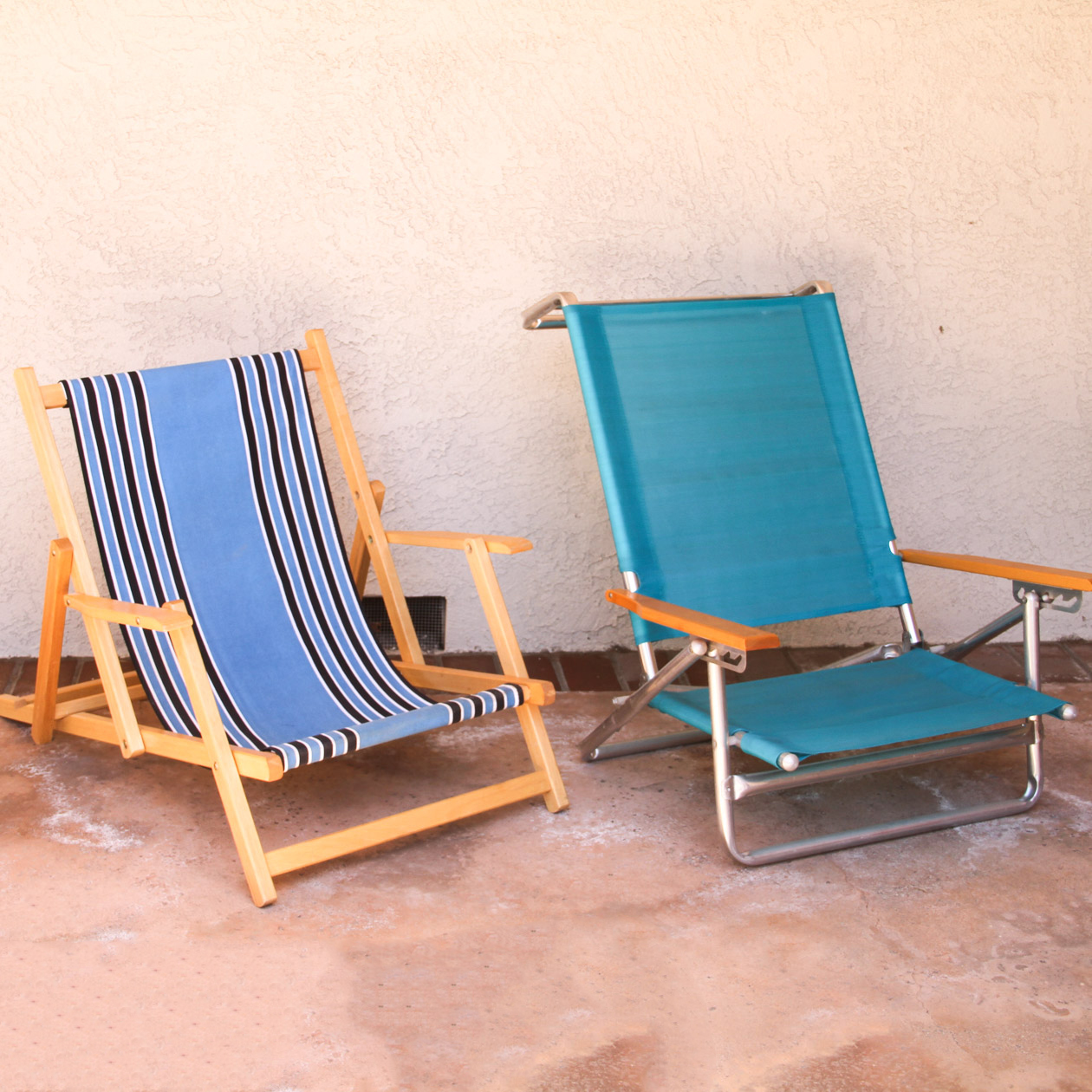Pair of Vintage Wooden Beach Chairs