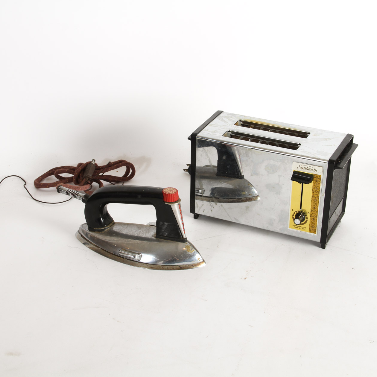 Vintage Chrome Toaster and Iron