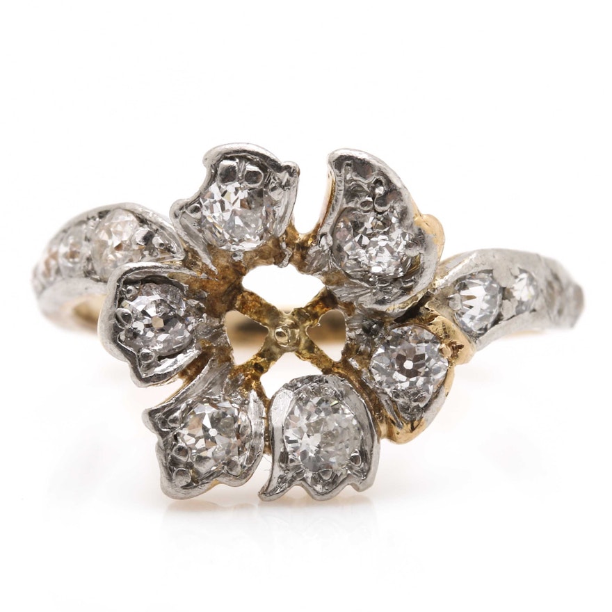 18K Yellow Gold and Platinum Diamond Giardinetti Ring