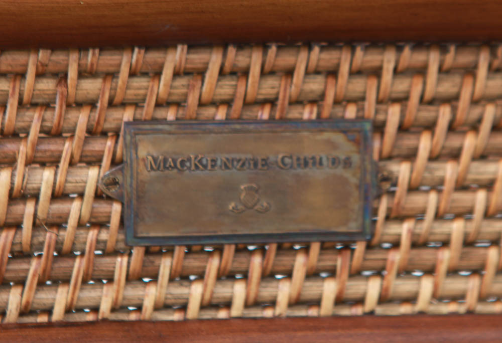 MacKenzie-Childs "Campaign" Rattan Bar Cart