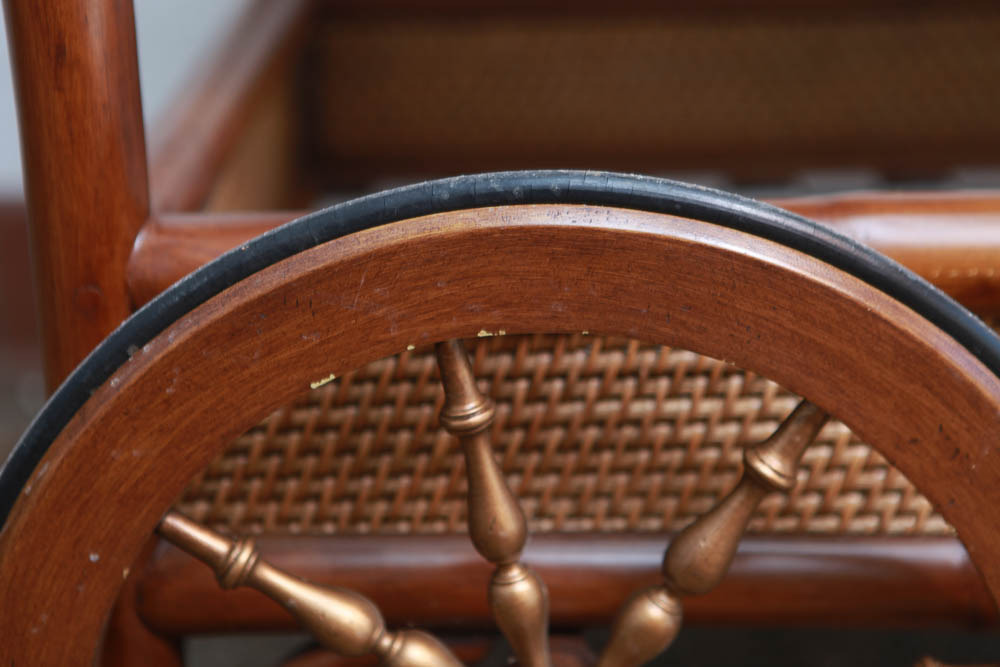 MacKenzie-Childs "Campaign" Rattan Bar Cart