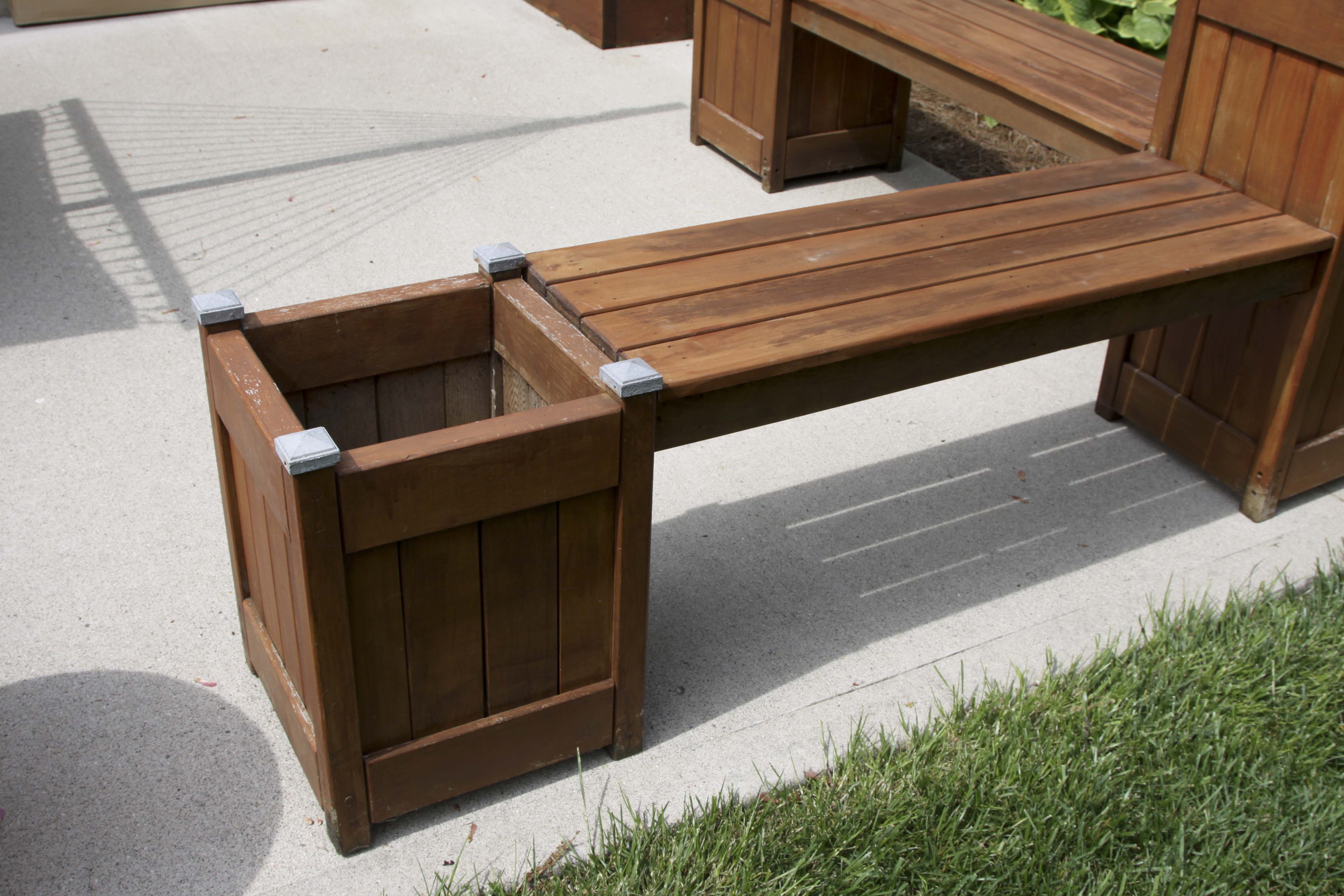 Wooden Planter Bench