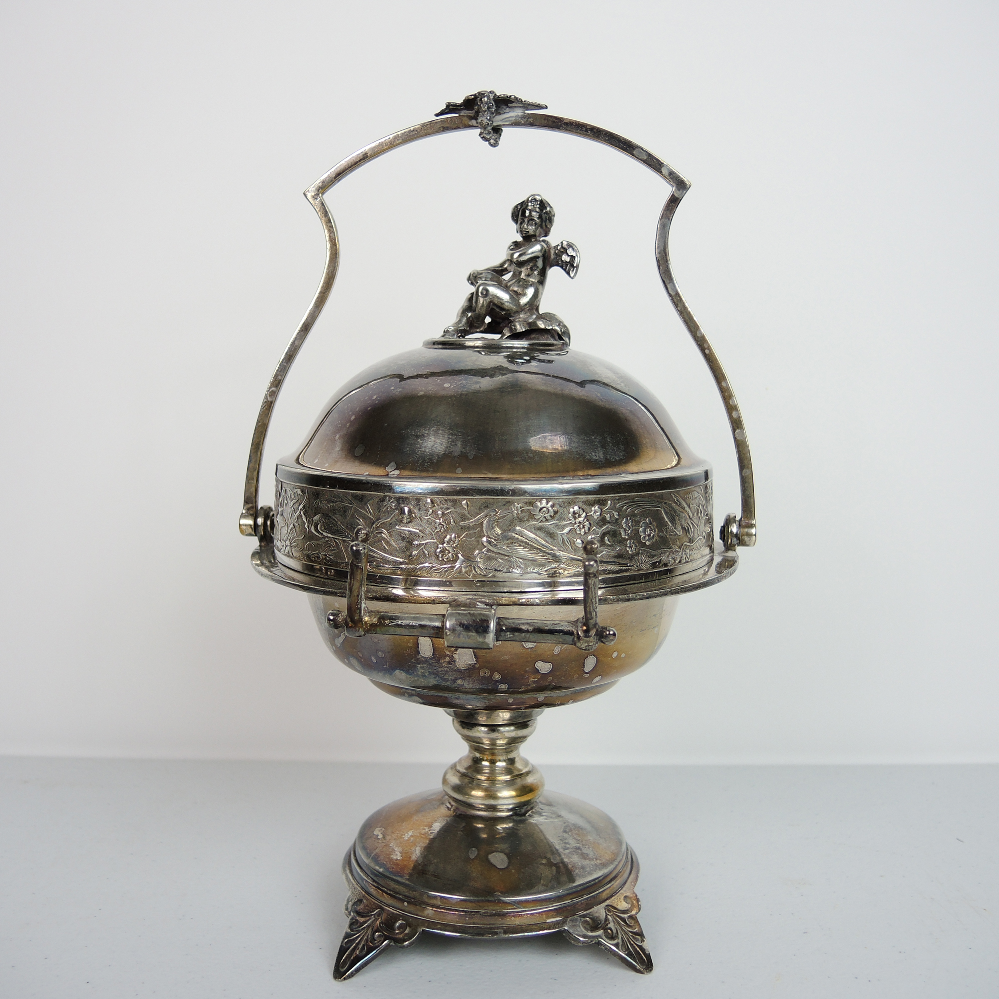 Antique Wilcox Silver Plate Co. Butter Dish, Repoussé Serving Tray and More