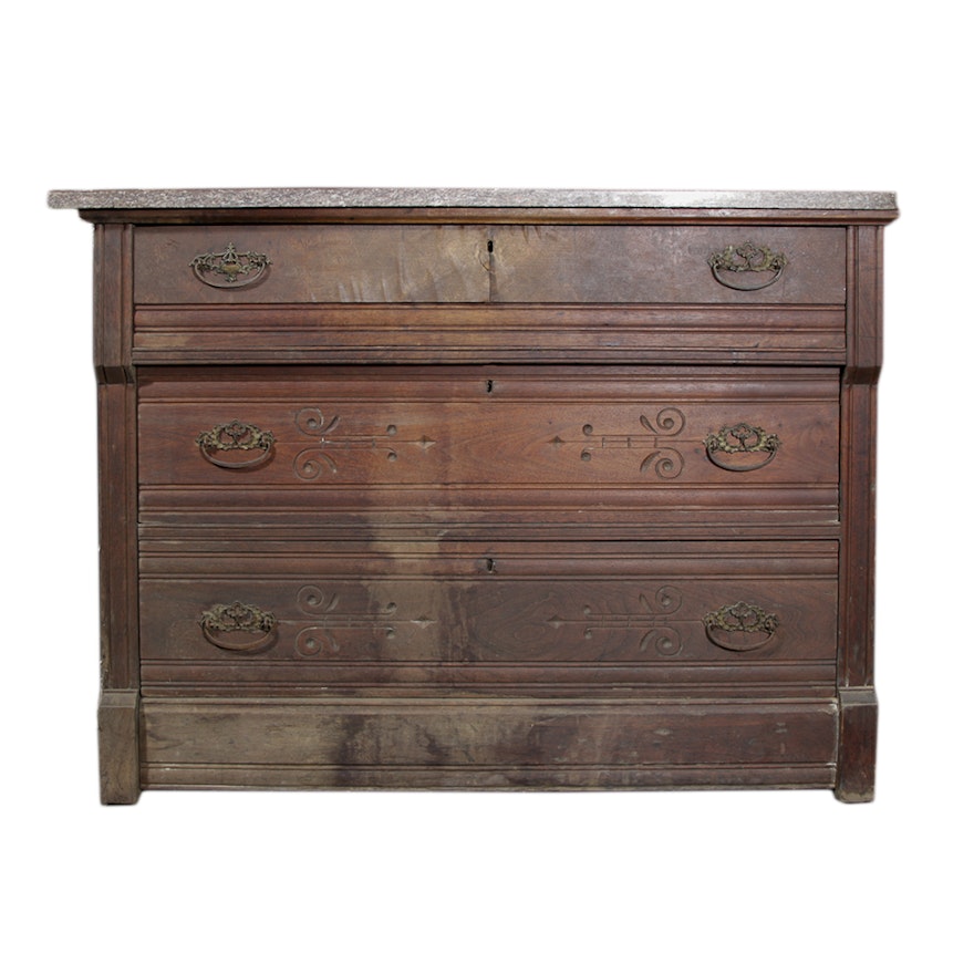 Early 20th Century  Chest With Marble Top