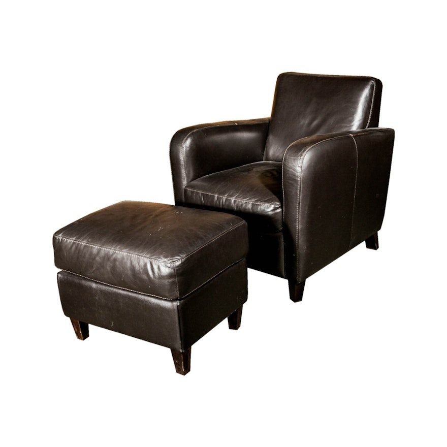 Leather Lounge Chair and Ottoman