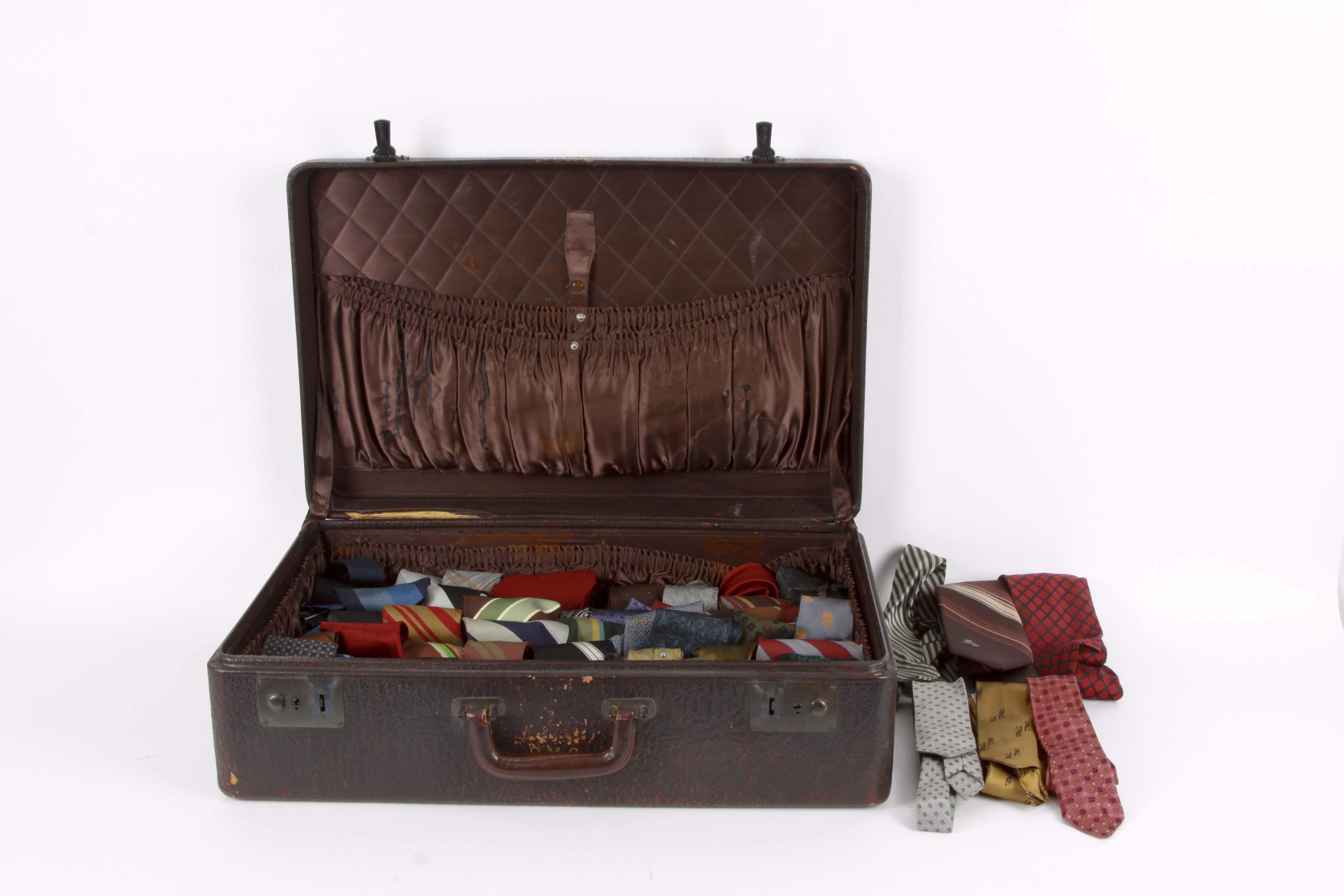 Vintage Suitcase and Tie Assortment