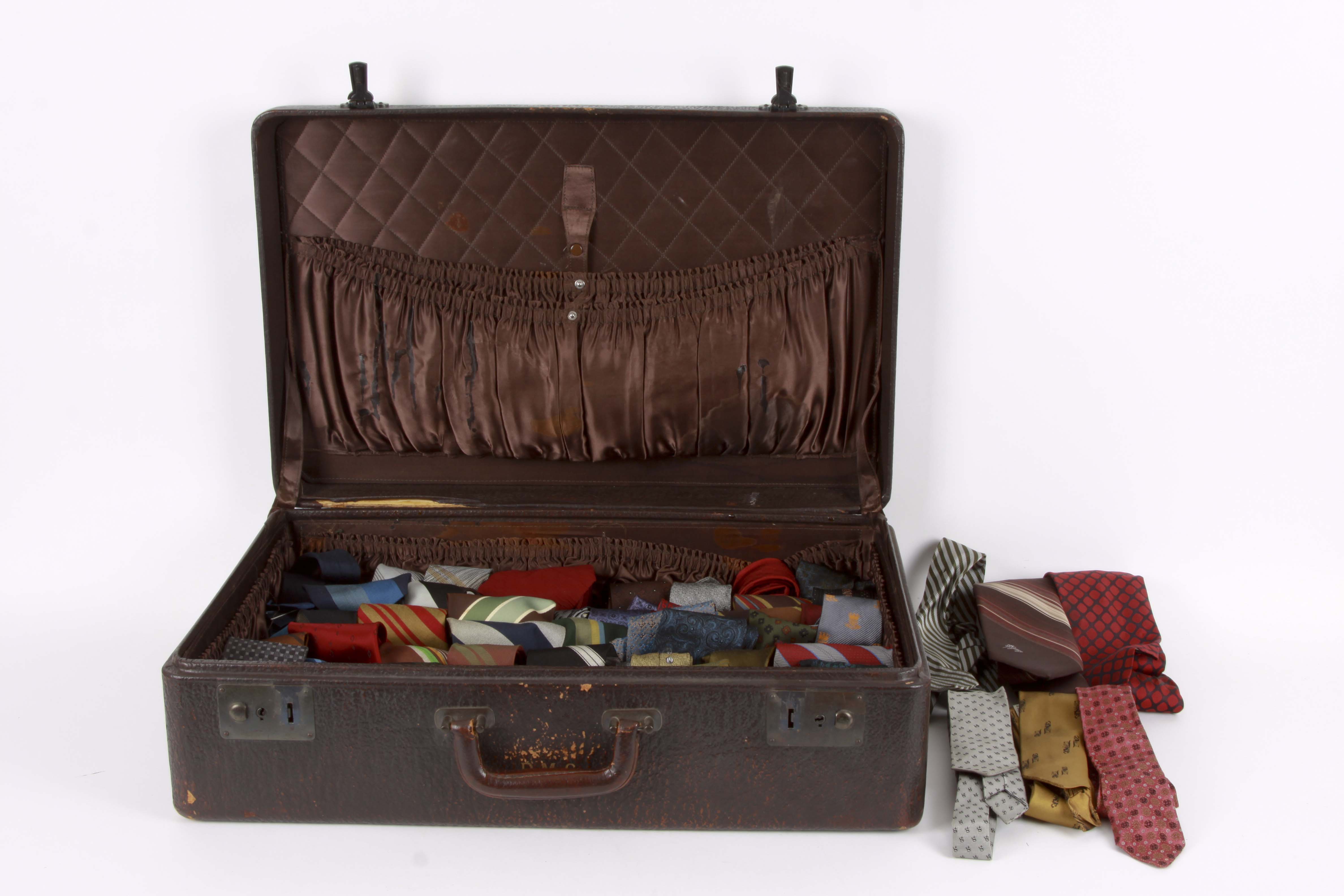 Vintage Suitcase and Tie Assortment