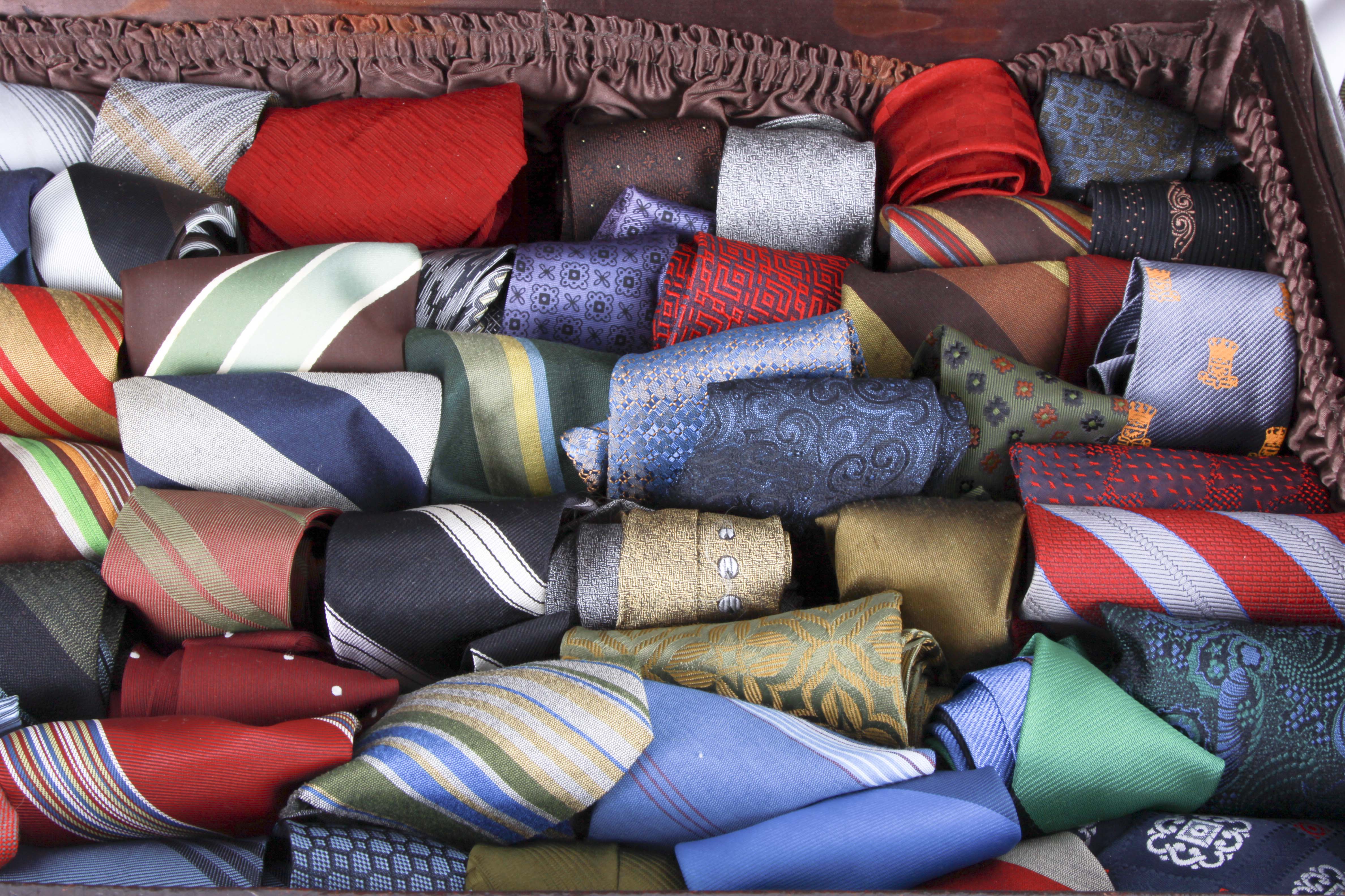 Vintage Suitcase and Tie Assortment