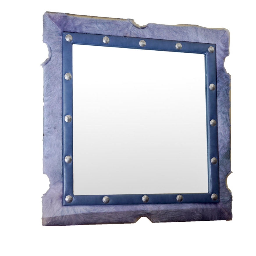 Mirror with Leather and Faux Fur Frame