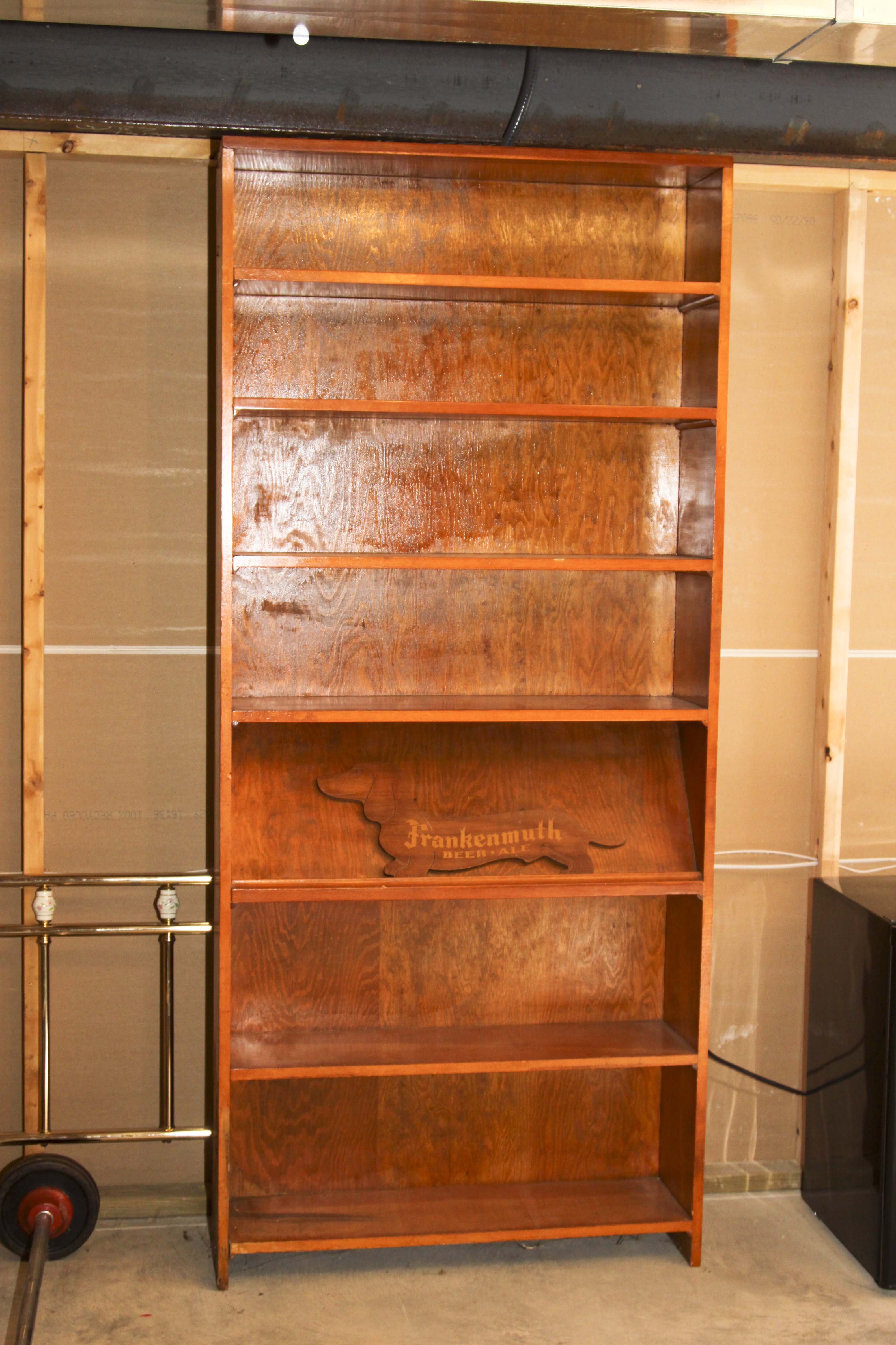 Wooden Shelving Unit With Frankenmuth Beer Sign