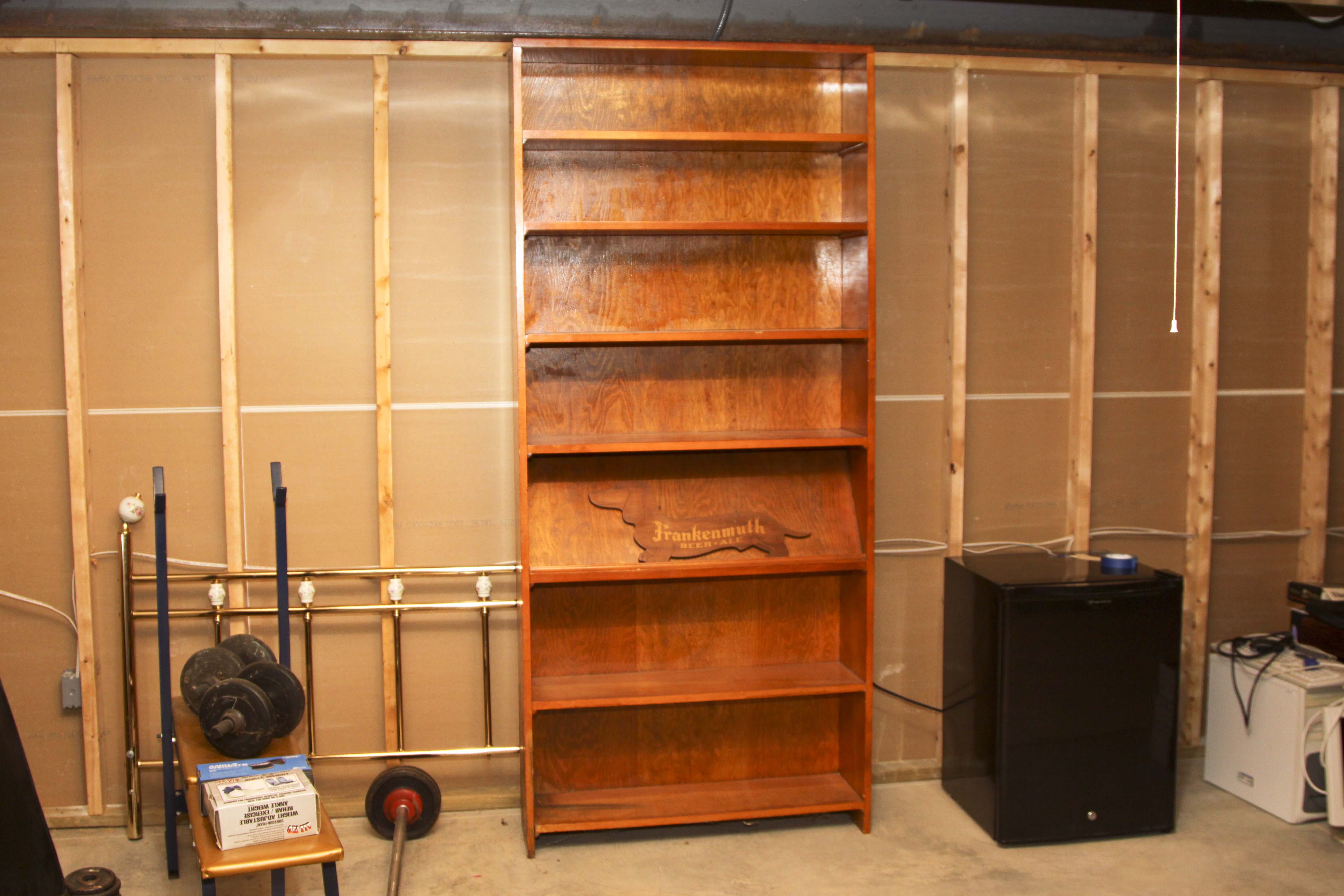 Wooden Shelving Unit With Frankenmuth Beer Sign