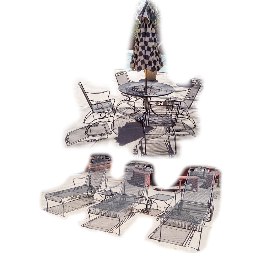 Set of Patio Loungers and Table Set