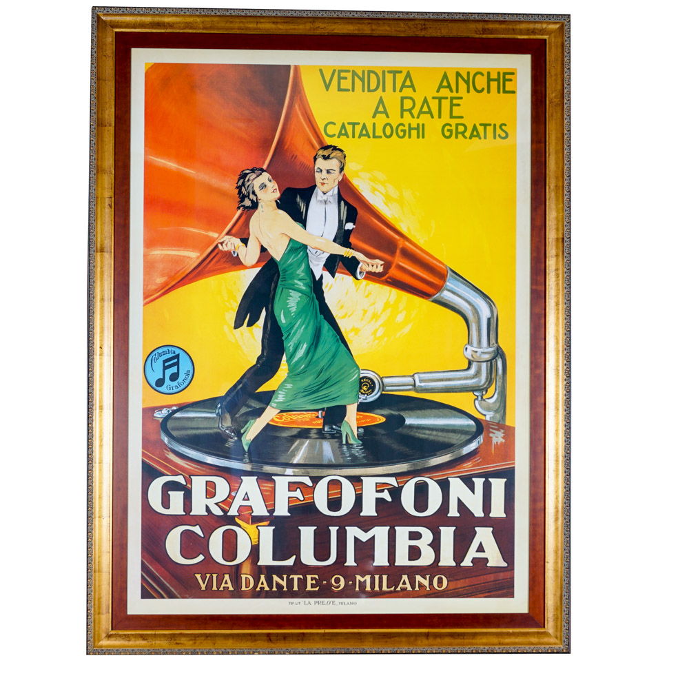 Italian Offset Lithographic Poster for "Grafofoni Columbia"