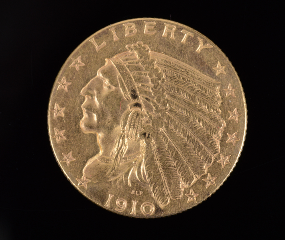1910 Indian Head Gold $2.50 Quarter Eagle Coin